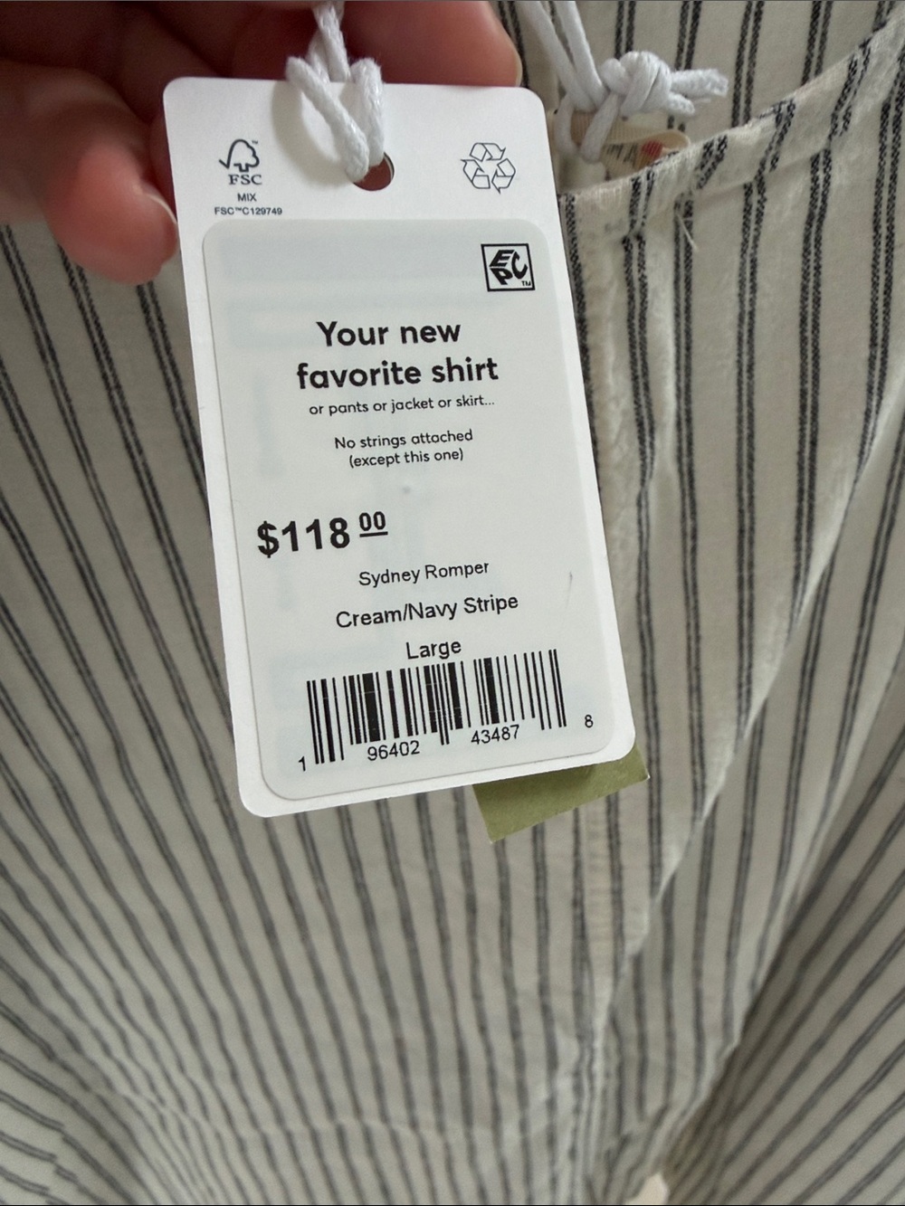Marine Layer Striped Cream and Black Women’s Button-Front Romper - Picture 4 of 4